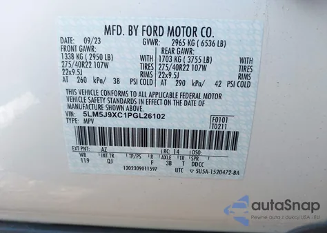 2023 Lincoln Aviator Black Label from USA, damaged, VIN 5LM5J9XC1PGL26102